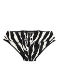 Slip briefs dolce gabbana noir blanc imprimé zèbre avec bord scallopé pour un style unique et confortable