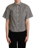 Chemise courte dolce & gabbana en coton noir et blanc à motif zigzag avec boutons et col