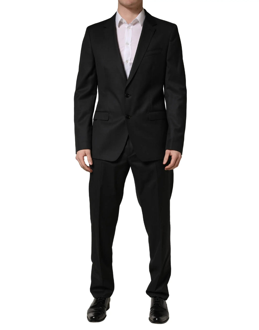 Costume deux pièces noir en laine dolce & gabbana avec une coupe moderne et pantalon assorti