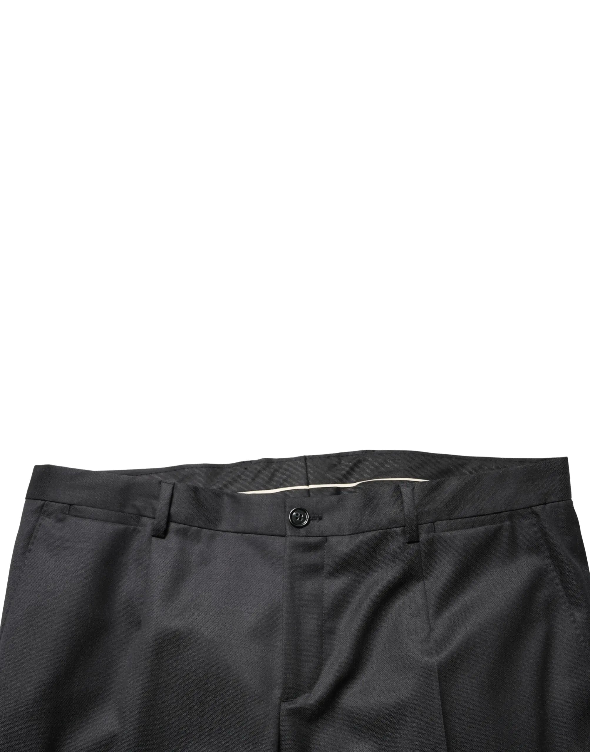 Pantalon noir ajusté dolce et gabbana en laine avec plis subtils à l’avant pour costume formel deux pièces