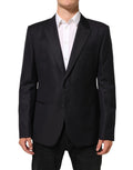 Dolce & Gabbana blazer homme noir en laine avec col cranté et deux boutons style veste de costume ajustée