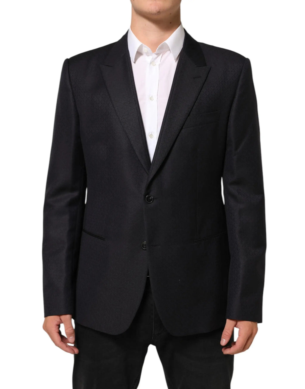 Blazer dolce & gabbana noir en laine pour homme avec col cranté et fermeture boutonnée simple