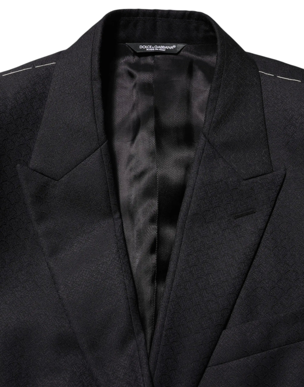 Dolce & gabbana veste de costume homme noire en laine avec motif texturé subtil et doublure satinée