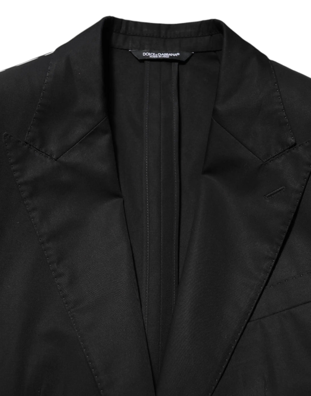 Veste blazer dolce gabbana noire en laine pour homme avec coupe ajustée et sheen subtil