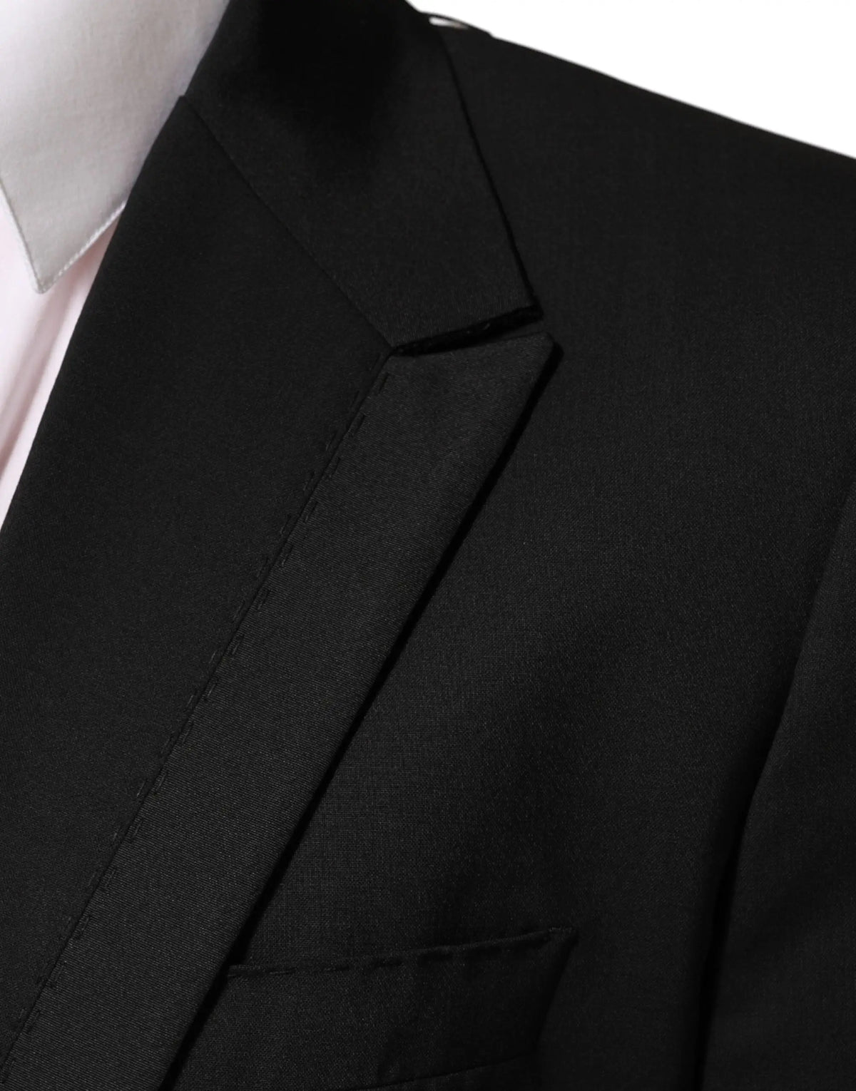 Dolce & gabbana veste blazer homme en laine noire avec col structuré lisse et couture précise