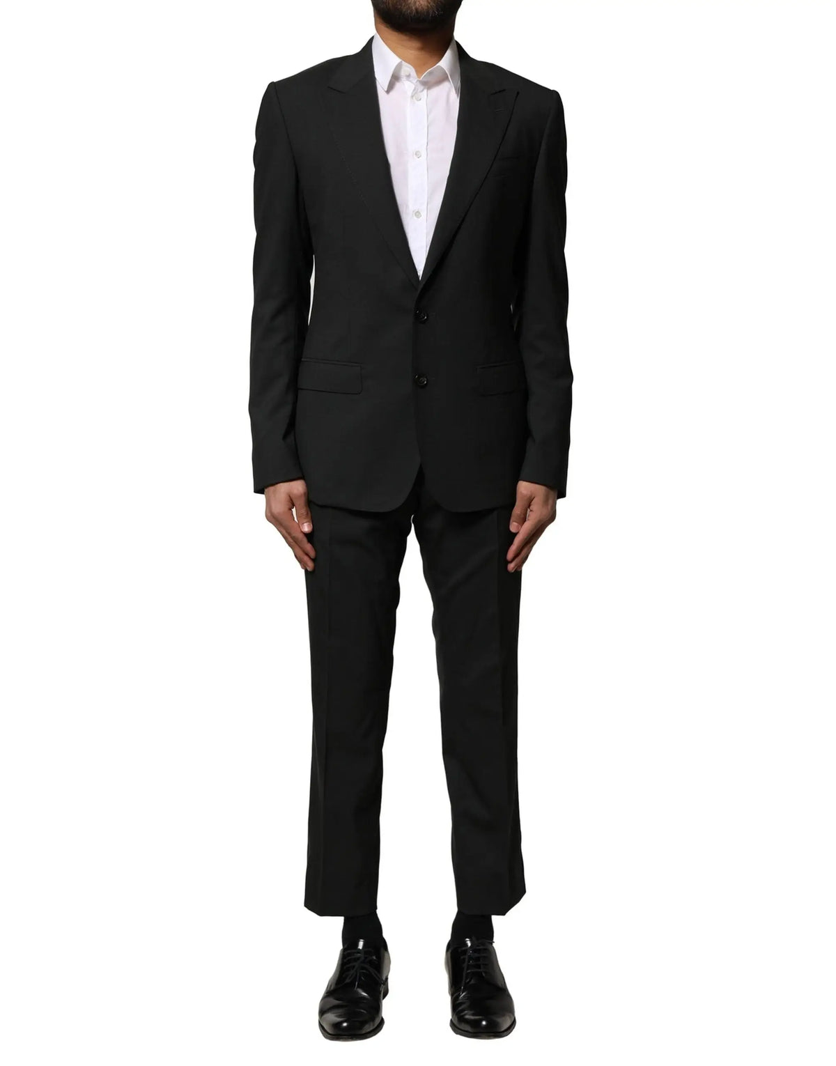 Dolce & gabbana costume noir en laine 2 pièces avec coupe moderne et pantalon assorti