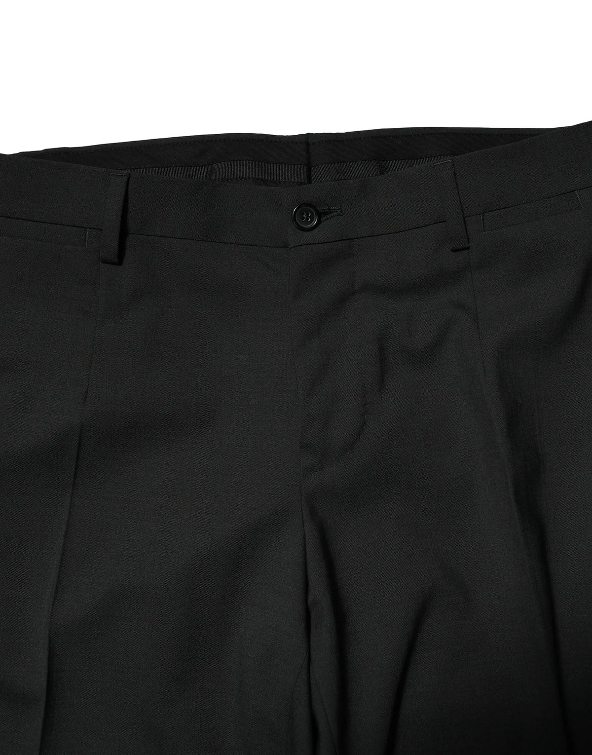 Pantalon plissé noir dolce gabbana en laine avec coupe ajustée et fermeture simple boutonnée à la taille