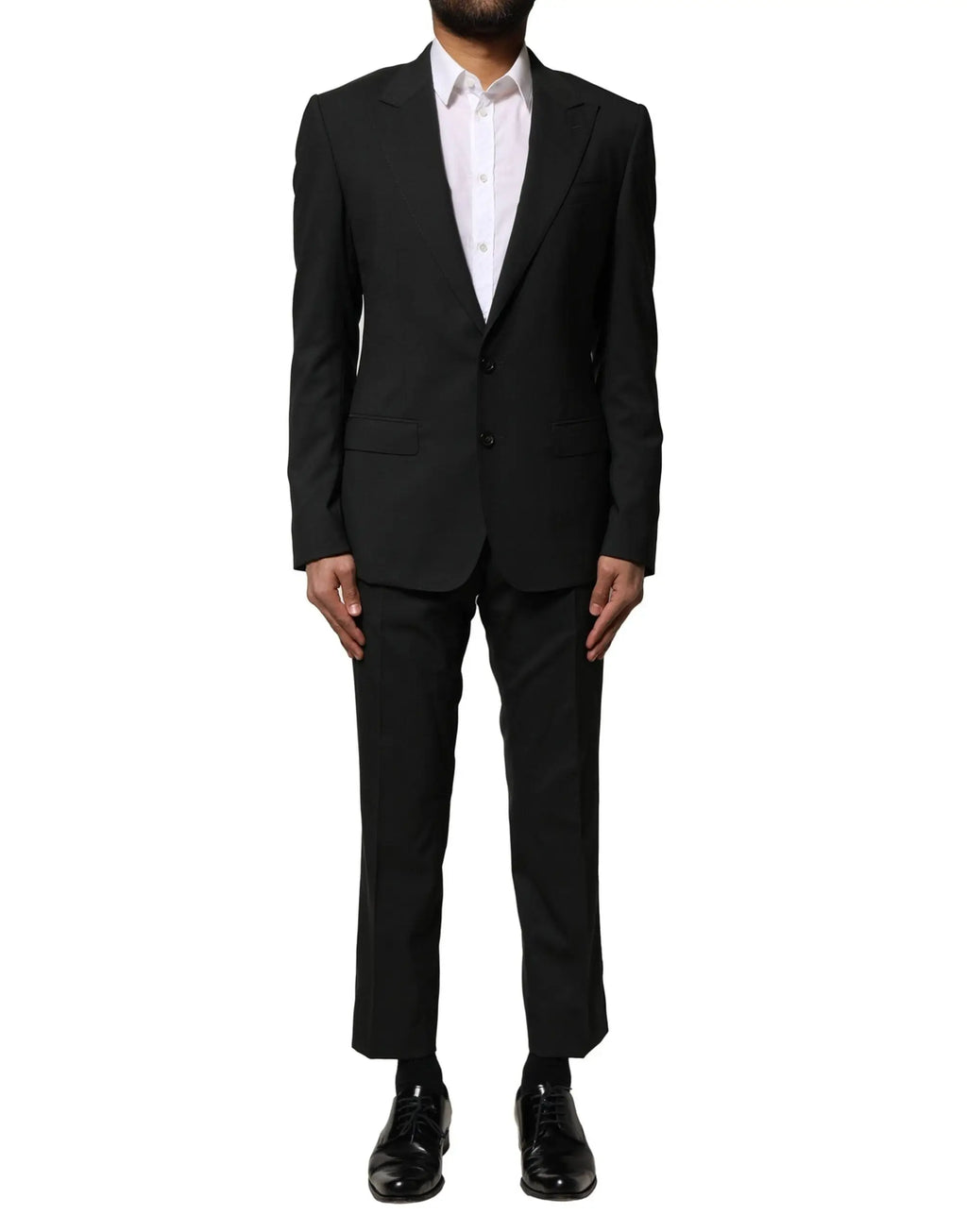 Dolce & gabbana costume noir en laine deux pièces coupe moderne avec pantalon assorti