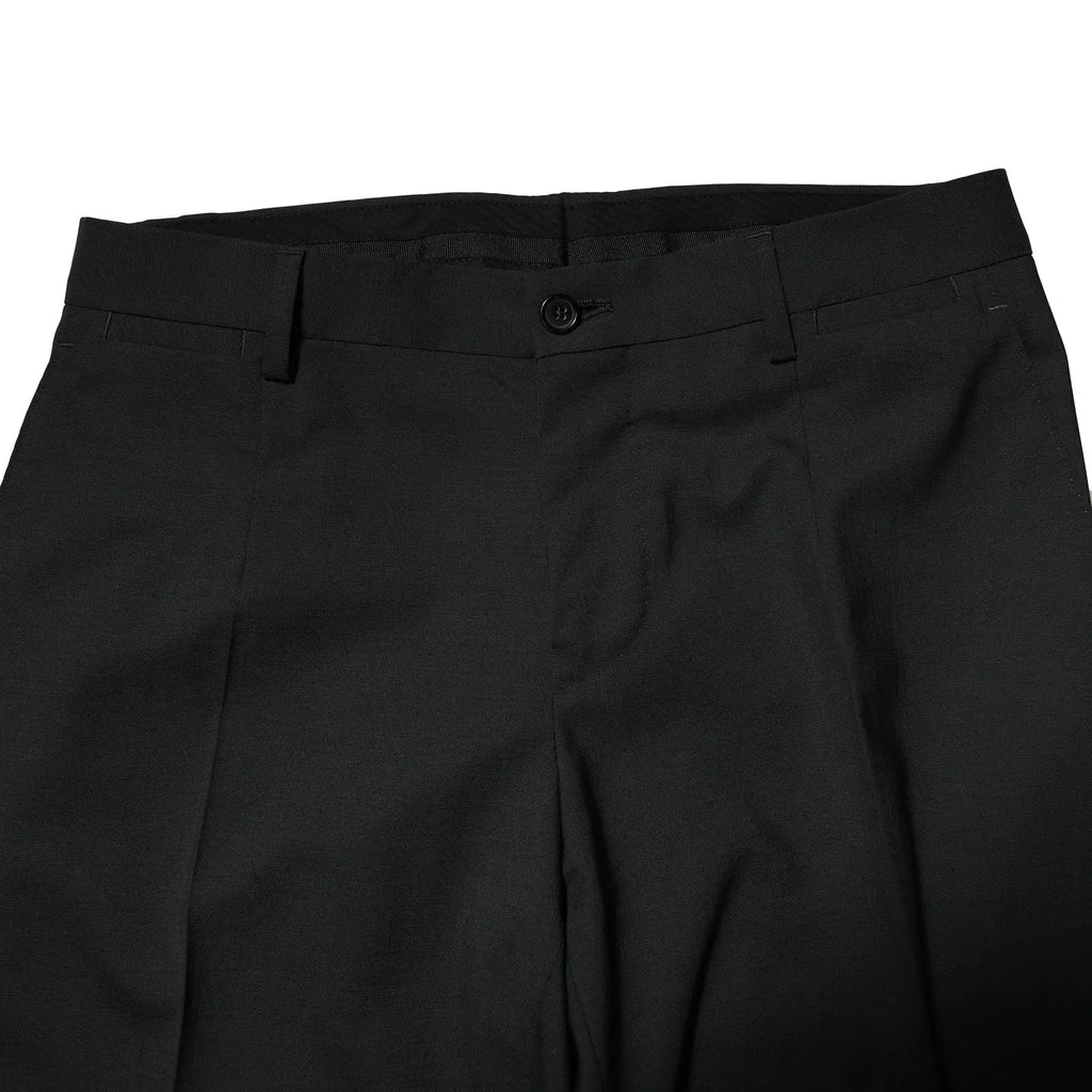 Pantalon plissé noir dolce & gabbana en laine avec coupe ajustée et fermeture bouton unique taille haute