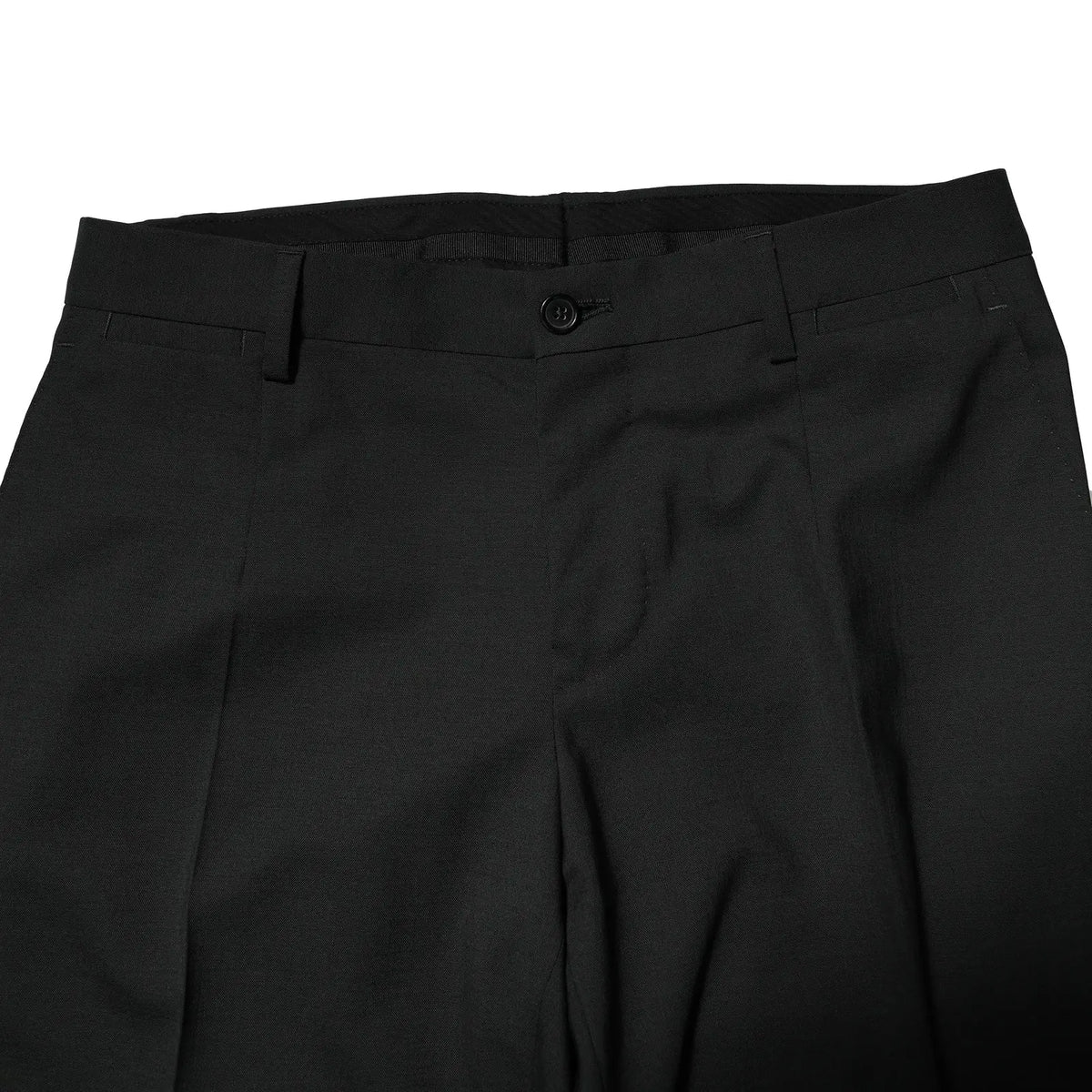 Pantalon plissé noir dolce & gabbana en laine avec coupe ajustée et fermeture bouton unique taille haute