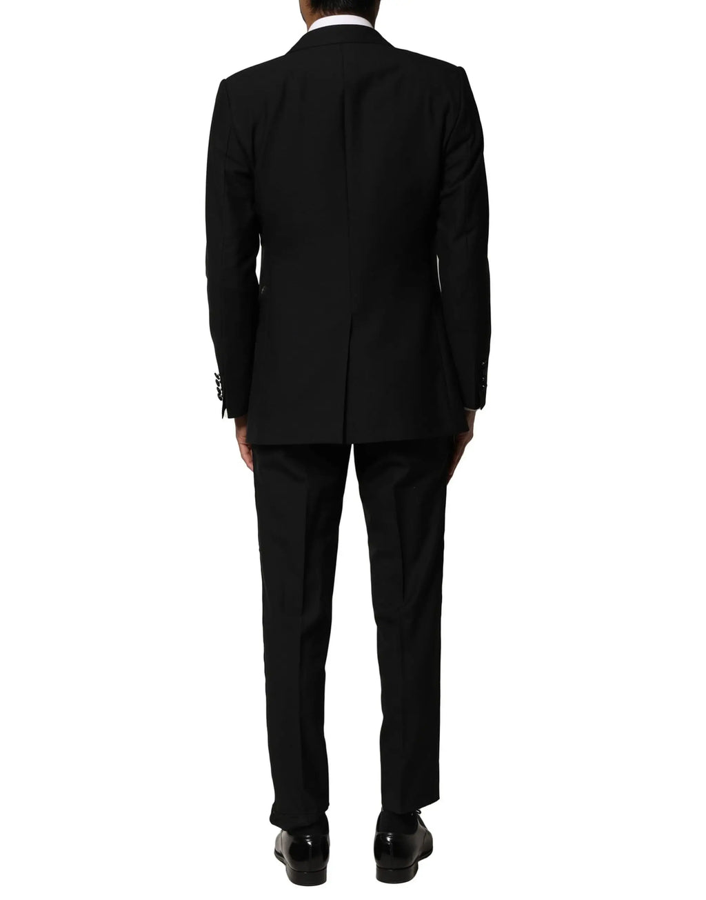 Dolce & gabbana costume trois pièces noir en laine avec coupe classique et texture subtile tailored suit