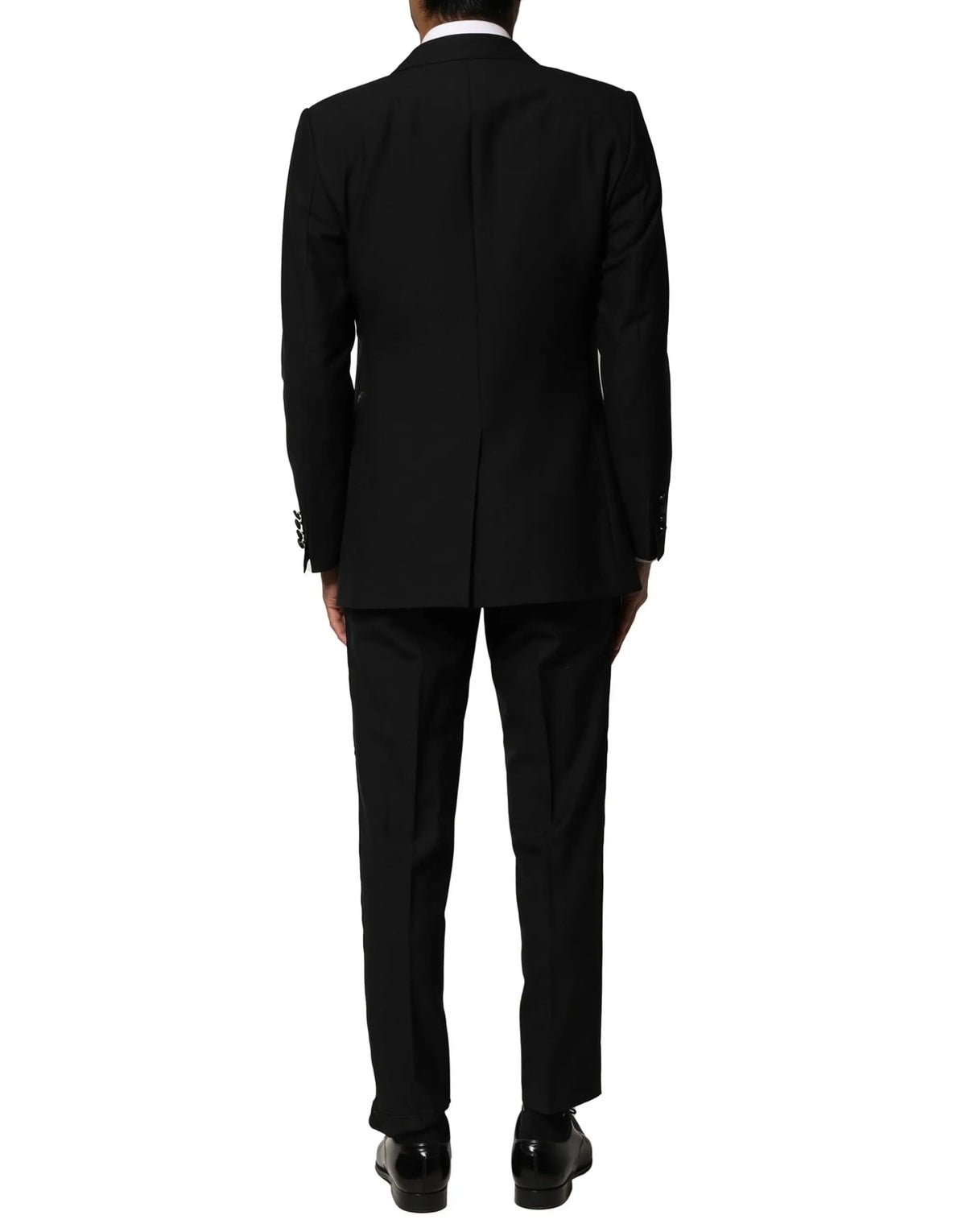 Dolce & gabbana costume trois pièces noir en laine avec coupe classique et texture subtile tailored suit