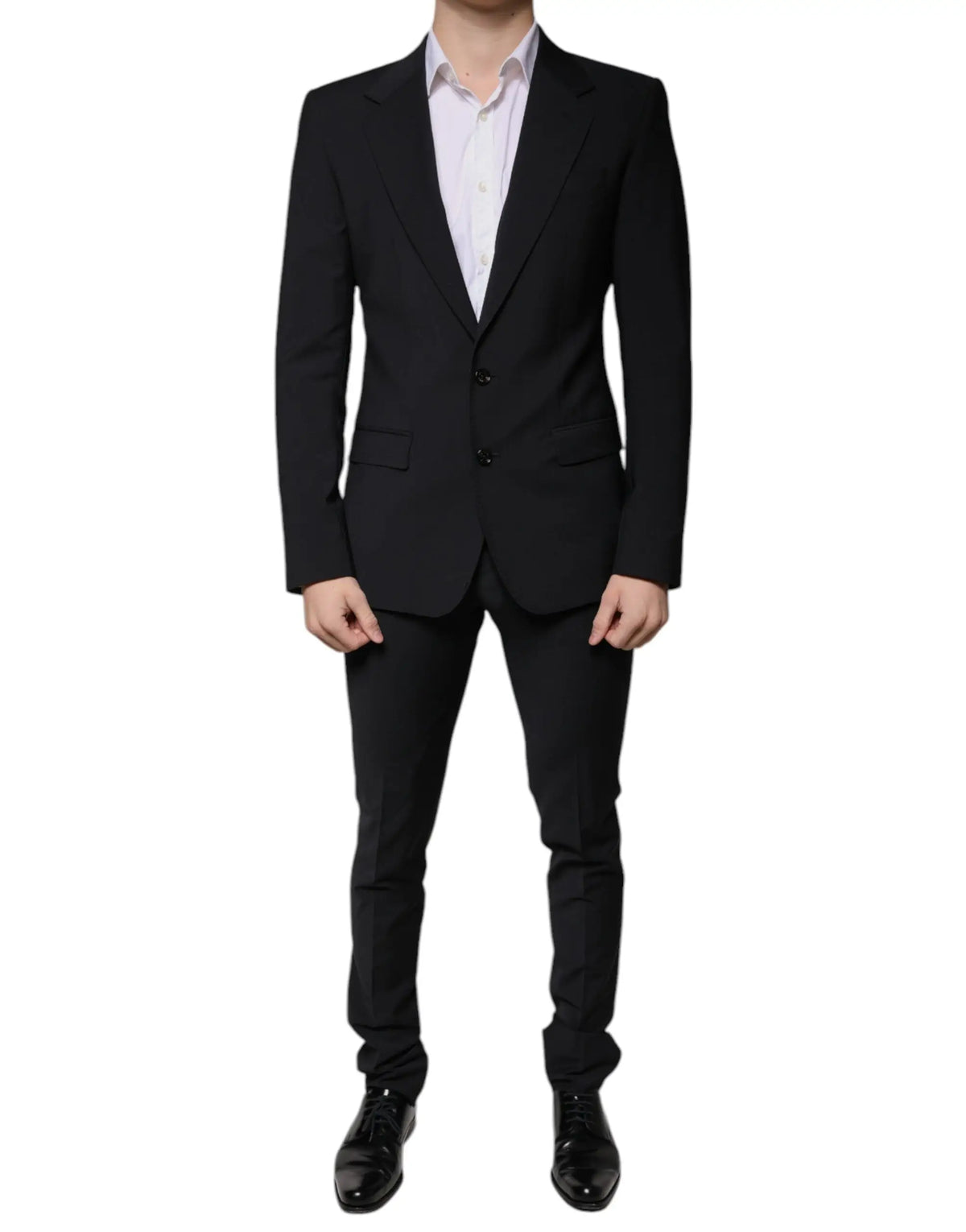 Costume trois pièces slim fit dolce & gabbana en laine noire avec coupe moderne et pantalon assorti