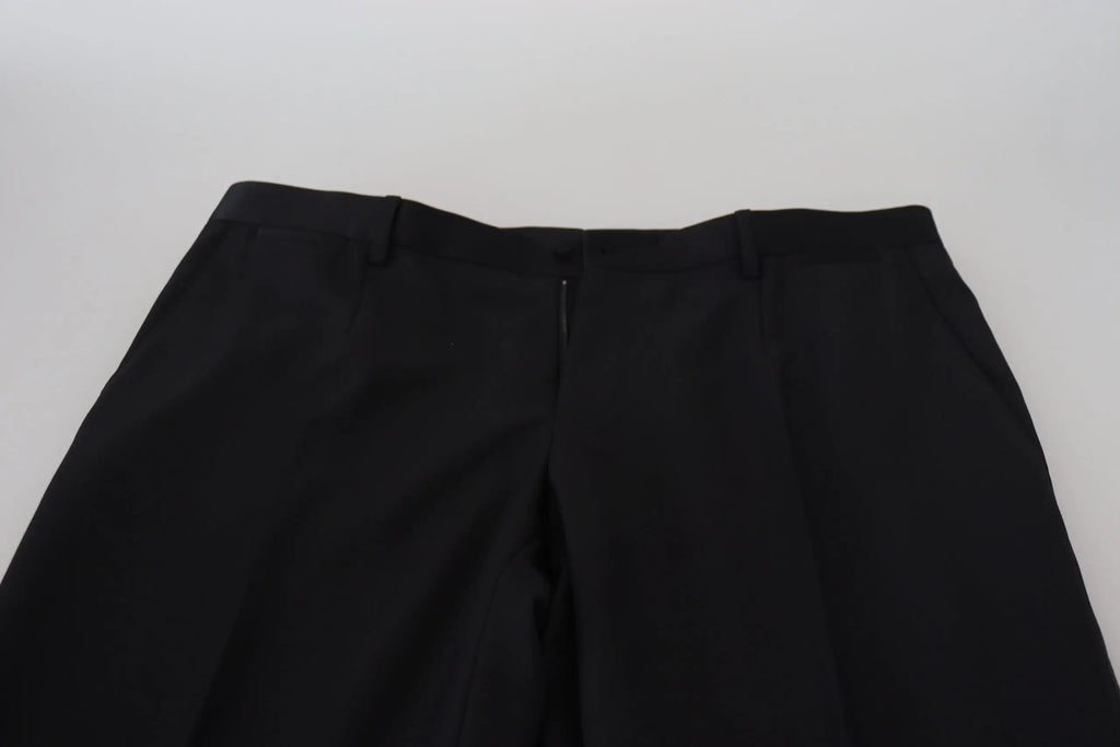 Pantalon habillé chino en laine noir dolce & gabbana avec design structuré et plis subtils à lavant