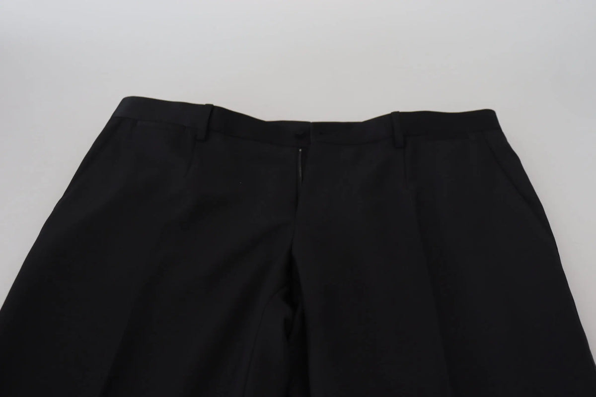 Pantalon habillé chino en laine noir dolce & gabbana avec design structuré et plis subtils à lavant