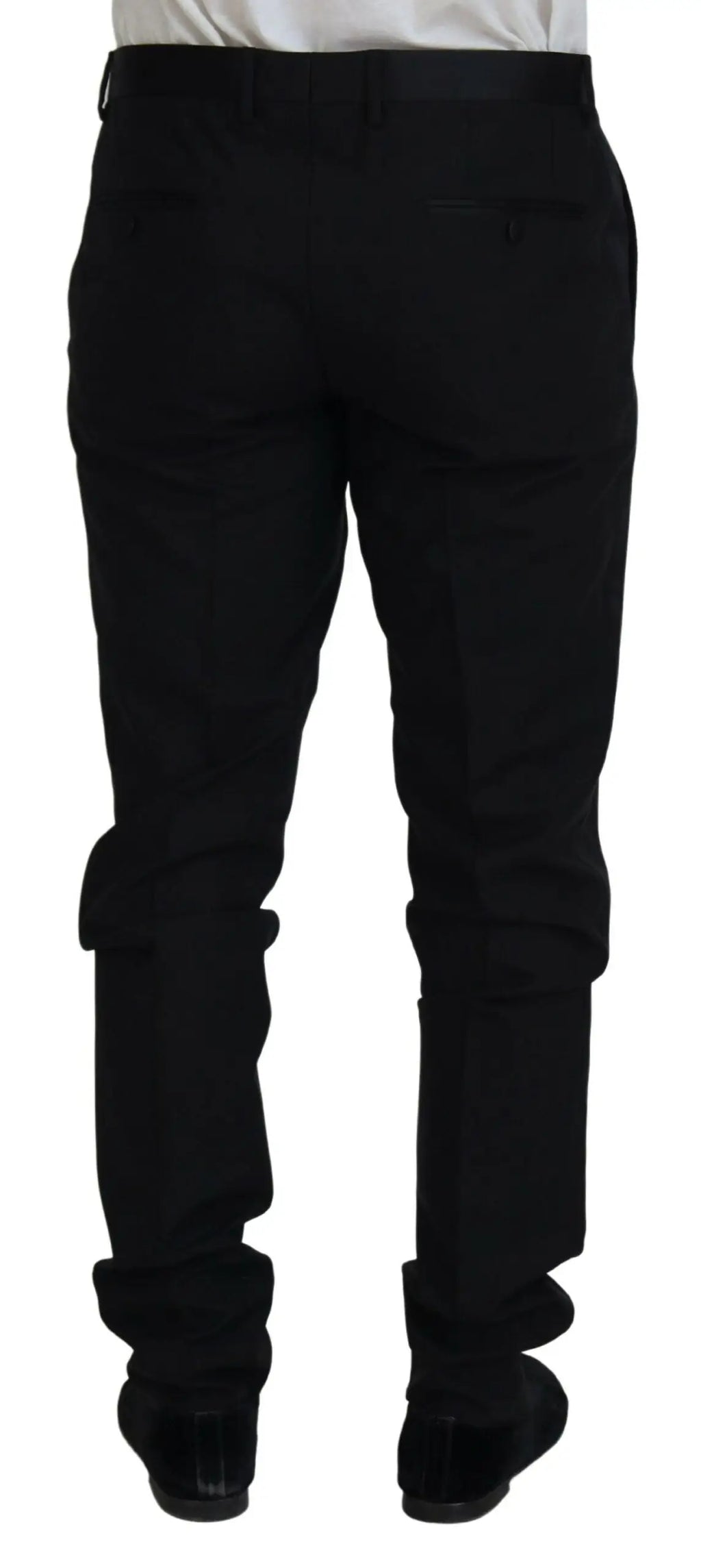 Pantalon habillé chino noir en laine dolce & gabbana avec coupe ajustée et plis subtils sur les jambes