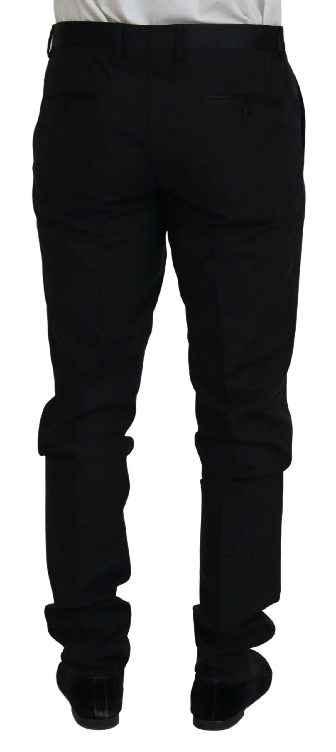 Pantalon habillé chino noir en laine dolce & gabbana avec coupe ajustée et plis subtils sur les jambes