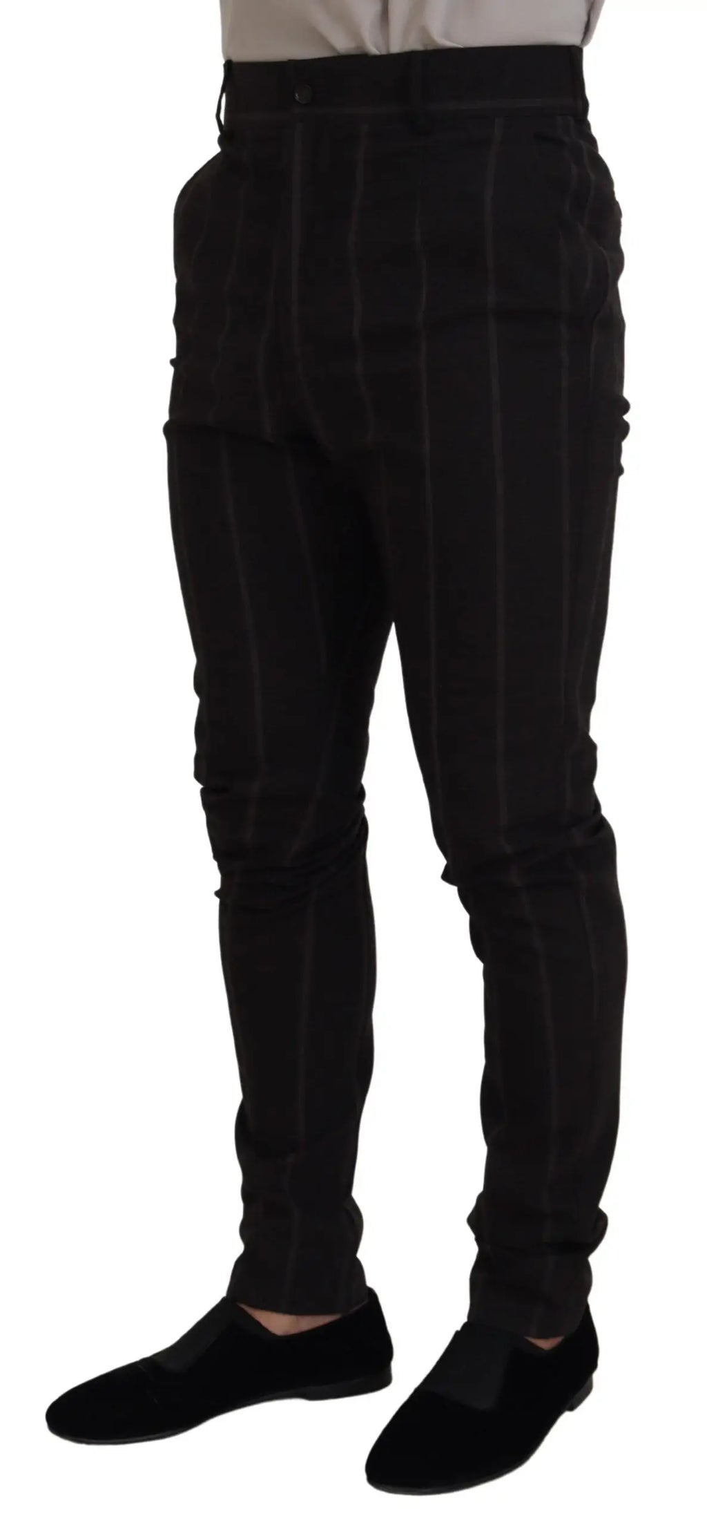 Pantalon formel pour homme dolce & gabbana noir en laine chino slim avec fines rayures verticales discrètes
