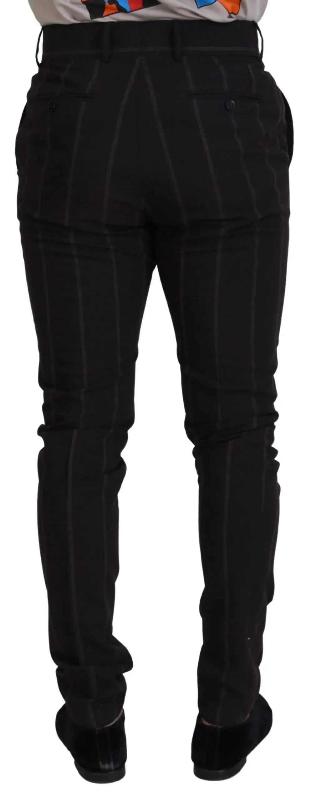 Pantalon chino homme dolce gabbana noir en laine à rayures fines verticales coupe ajustée formelle