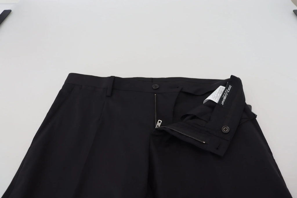 Pantalon chino formel dolce & gabbana en laine noire pour homme avec design élégant et coutures discrètes