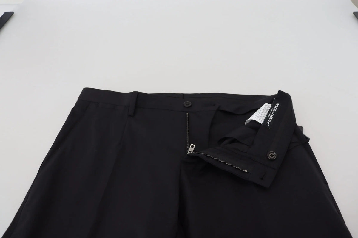 Pantalon chino formel dolce & gabbana en laine noire pour homme avec design élégant et coutures discrètes