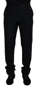 Pantalon formel dolce gabbana en laine noire coupe ajustée avec revers roulés