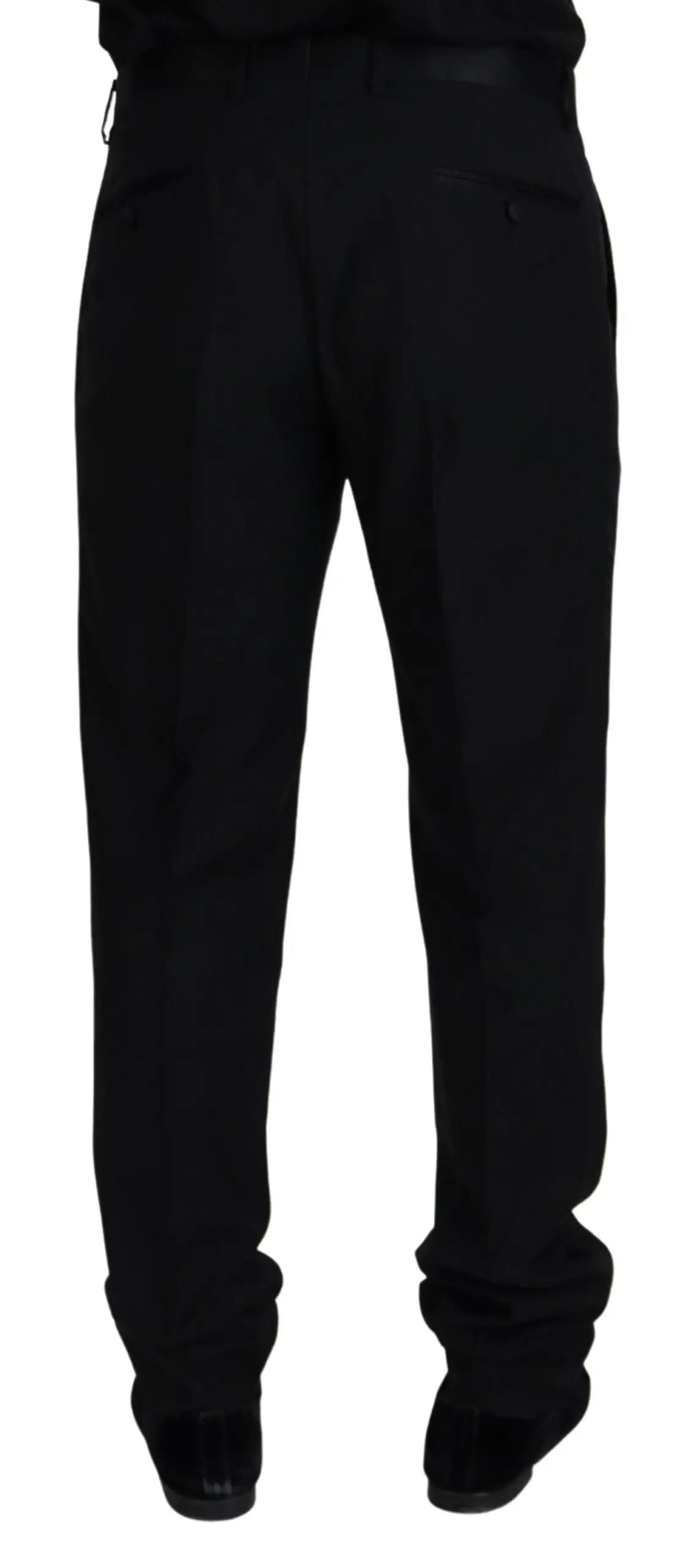 Pantalon formel noir en laine dolce & gabbana avec coupe droite et plis subtils à l’arrière