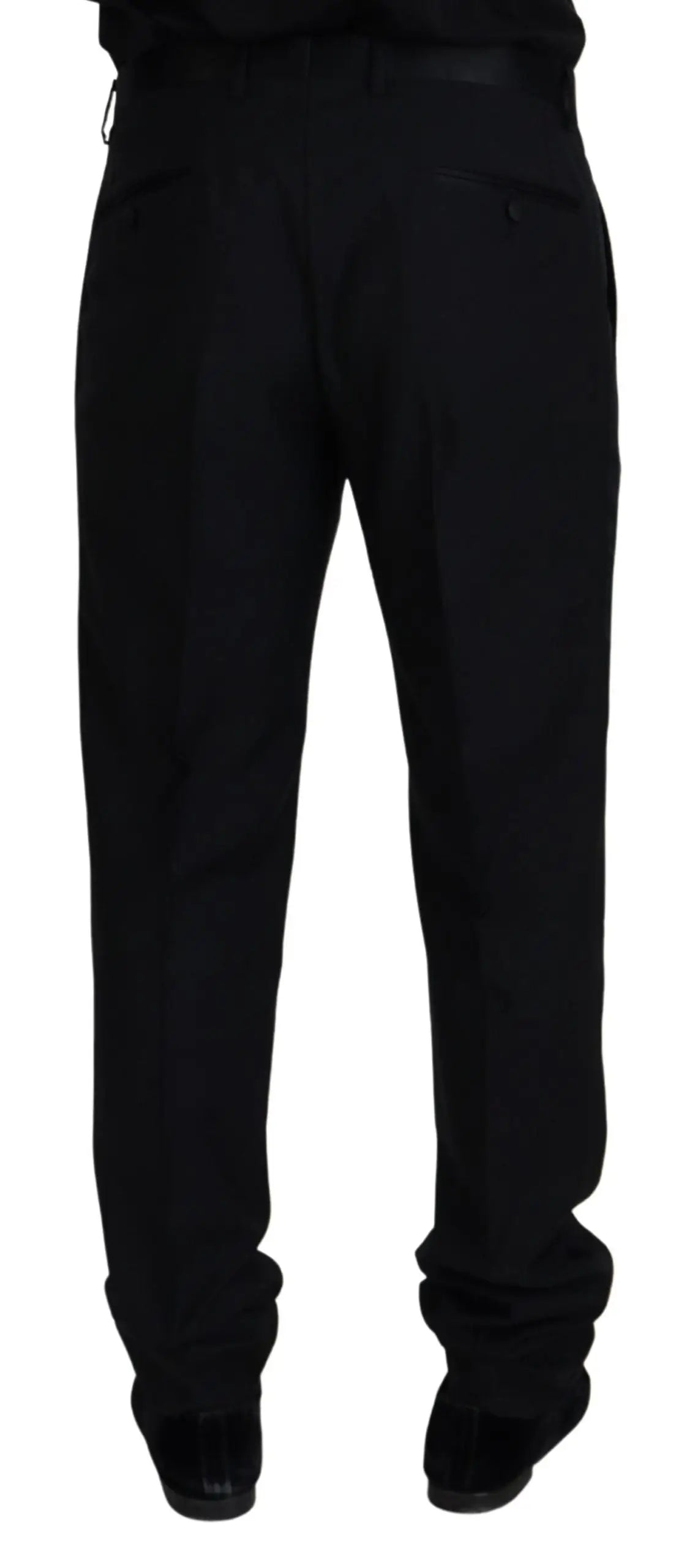 Pantalon formel noir en laine dolce & gabbana avec coupe droite et plis subtils à l’arrière