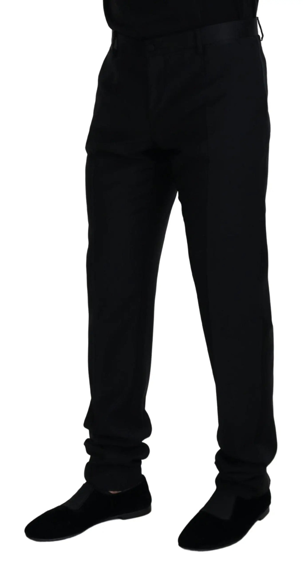 Pantalon formel chino en laine noire dolce & gabbana avec coupe droite élégante et pli subtils