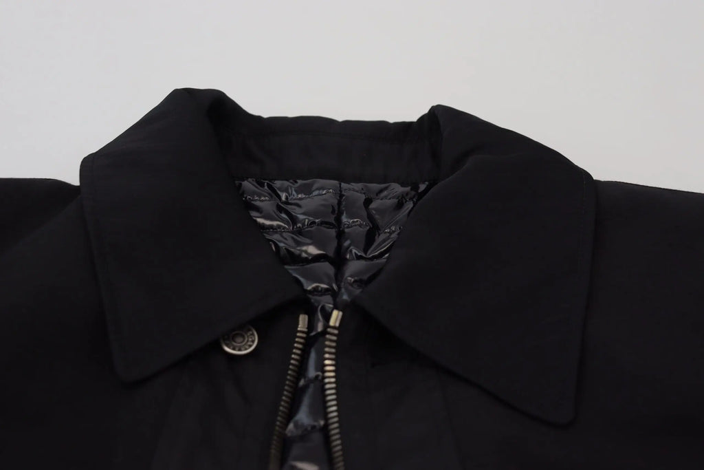 Veste dolce gabbana noire en laine avec col structuré et fermeture éclair métallique intégrale