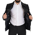 Dolce & Gabbana veste noire en laine à col avec fermeture éclair intégrale et doublure intérieure brillante