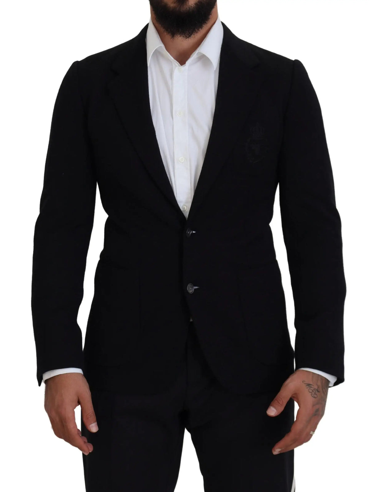 Veste dolce & gabbana noire en laine avec coupe slim et texture subtile pour un look élégant et ajusté