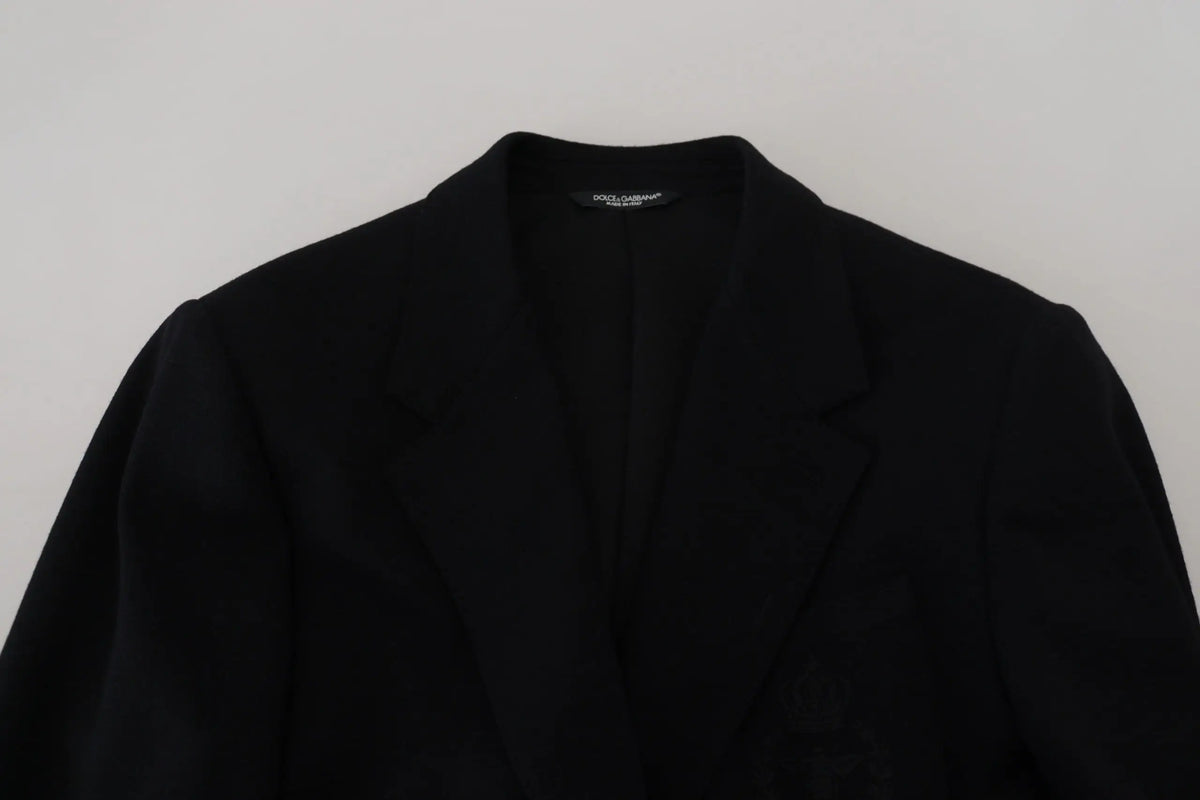 Dolce & gabbana blazer slim fit en laine noire avec coupe ajustée et revers crantés classiques