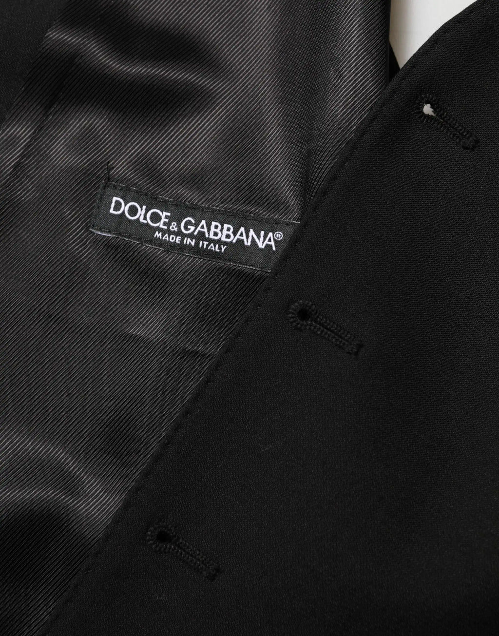 Dolce & gabbana black wool dress formal men waistcoat vest with sleek satin-lined interior and subtle buttonholes