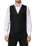Dolce & gabbana black wool men waistcoat vest with five buttons and tailored fit for formal wear