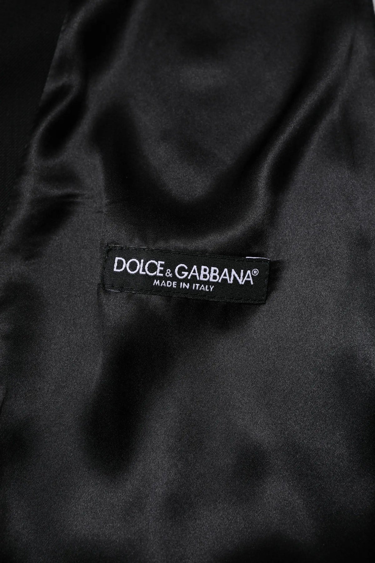 Dolce & gabbana black wool formal men waistcoat vest with satin fabric and made in italy label