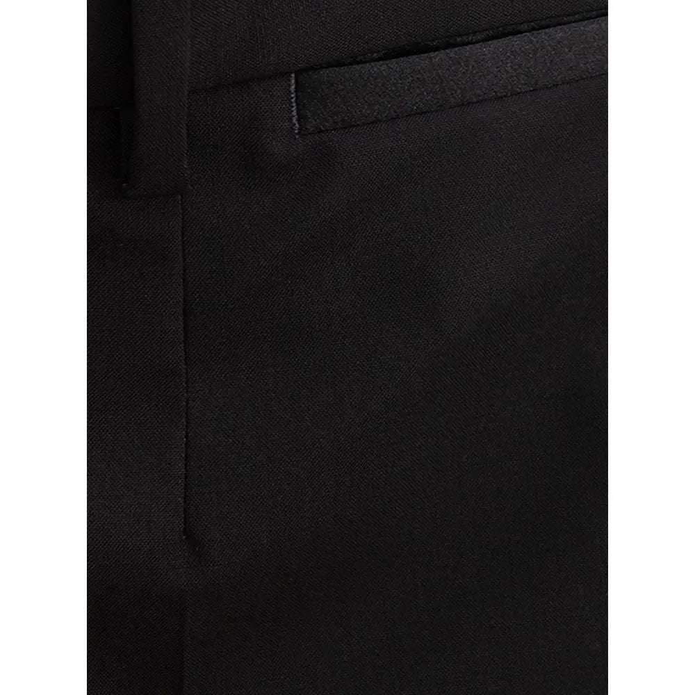 Pantalon habillé en laine noire dolce & gabbana avec tissu texturé et coutures soignées