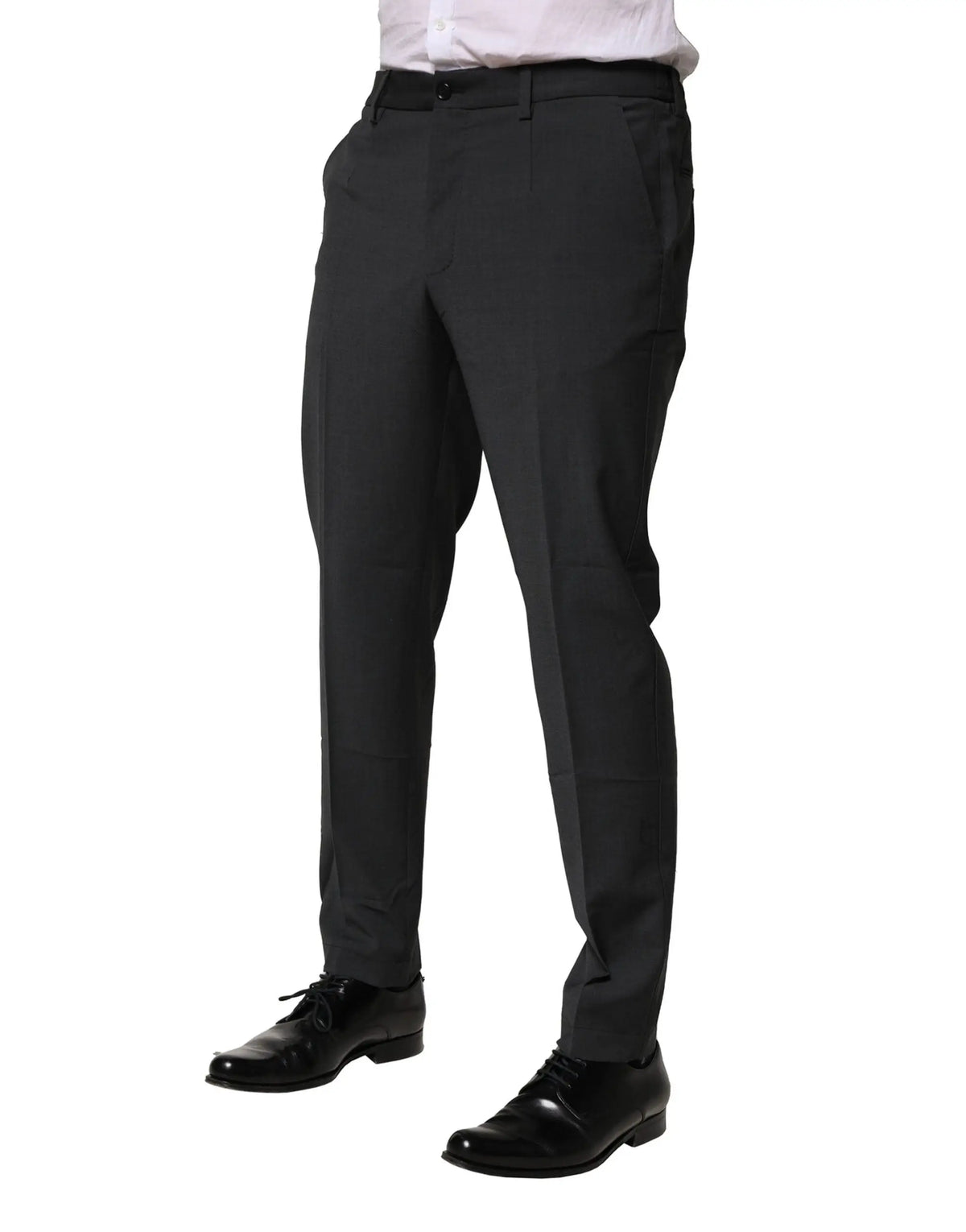 Pantalon formel noir en laine dolce & gabbana avec coupe slim et plis subtils