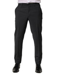 Pantalon formel slim en laine noire dolce & gabbana avec coupe ajustée et plis subtils