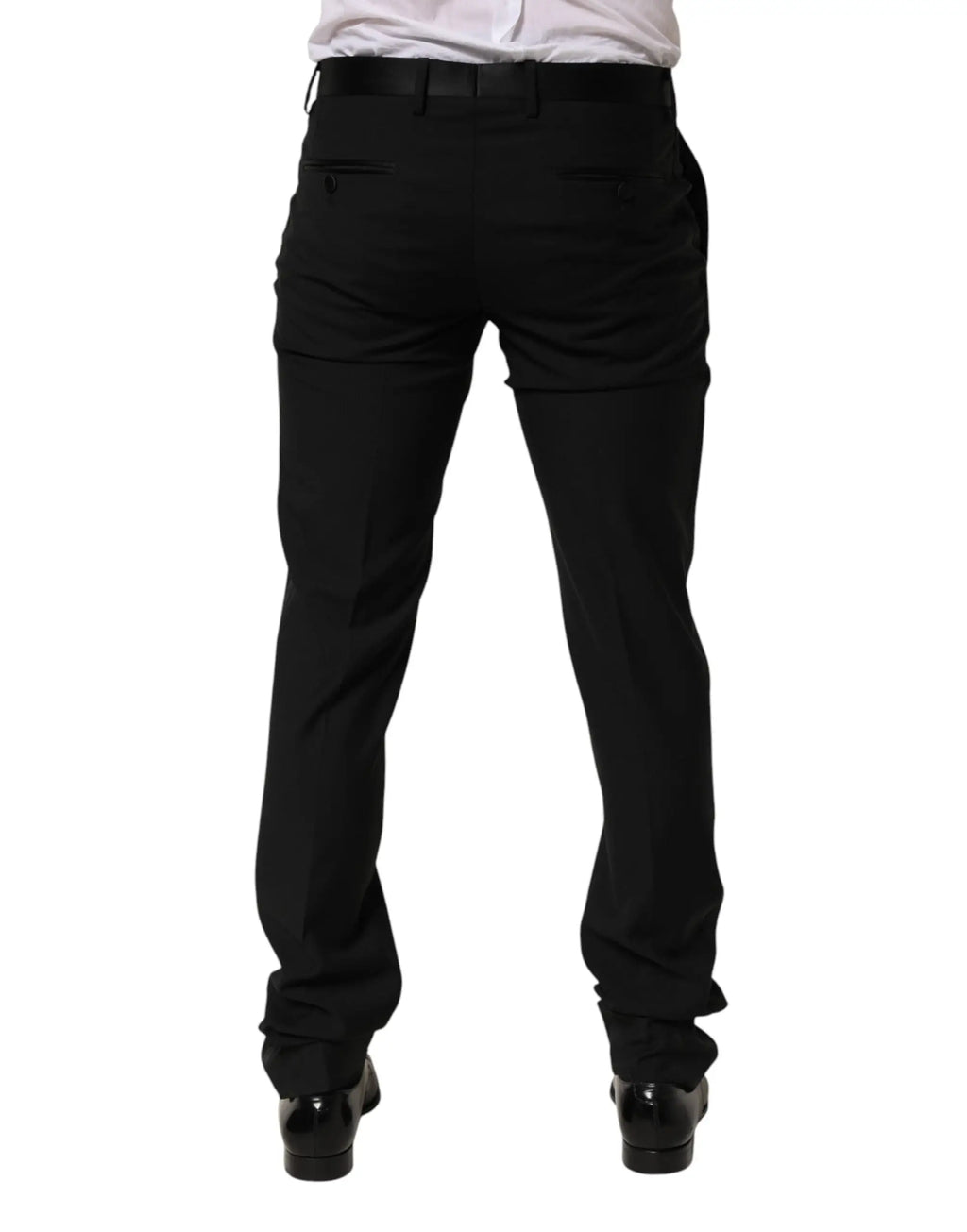 Pantalon homme dolce & gabbana en laine noire avec coupe droite élégante et plis subtils pour tenue formelle