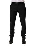 Pantalon habillé pour homme dolce & gabbana en laine noire avec coupe ajustée et plis subtils