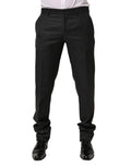 Pantalon de costume homme dolce gabbana en laine noire avec coupe ajustée et motif subtil texturé