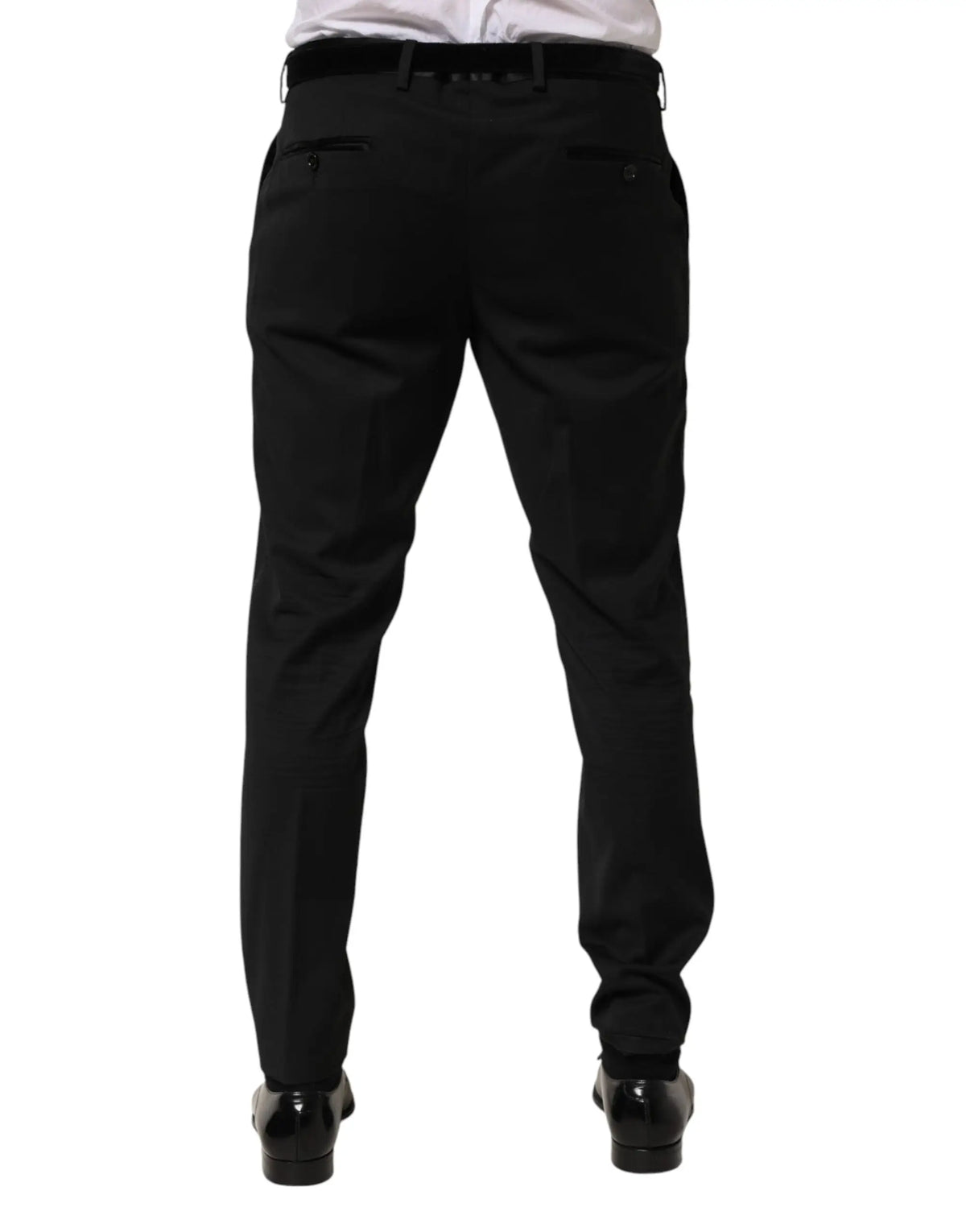 Pantalon habillé homme dolce gabbana en laine noire coupe slim avec coutures discrètes