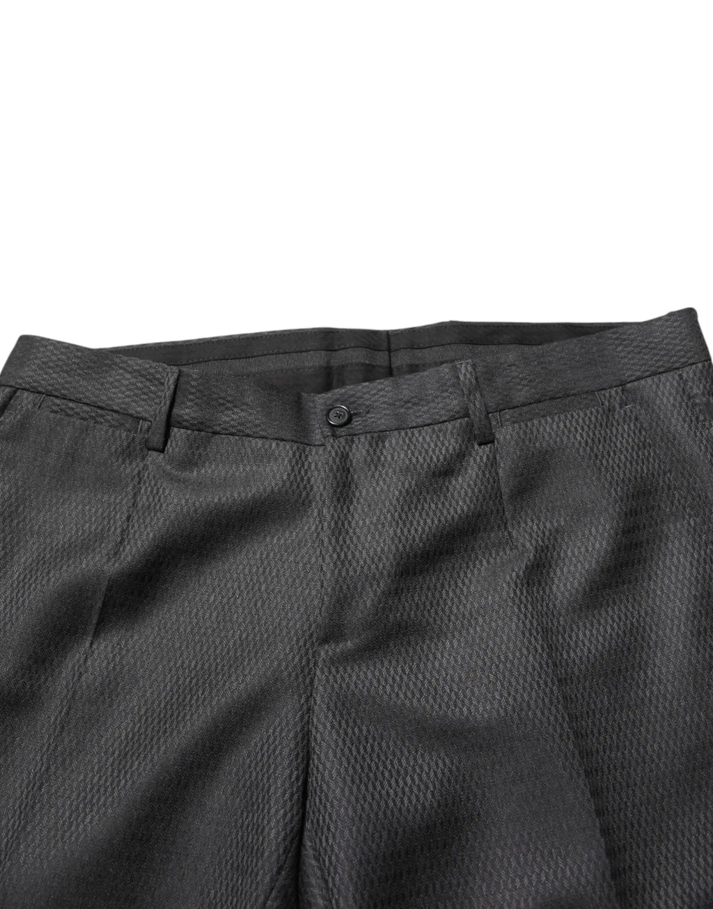 Pantalon habillé pour homme dolce gabbana en laine noire avec motif tissé subtil et taille ajustée élégante