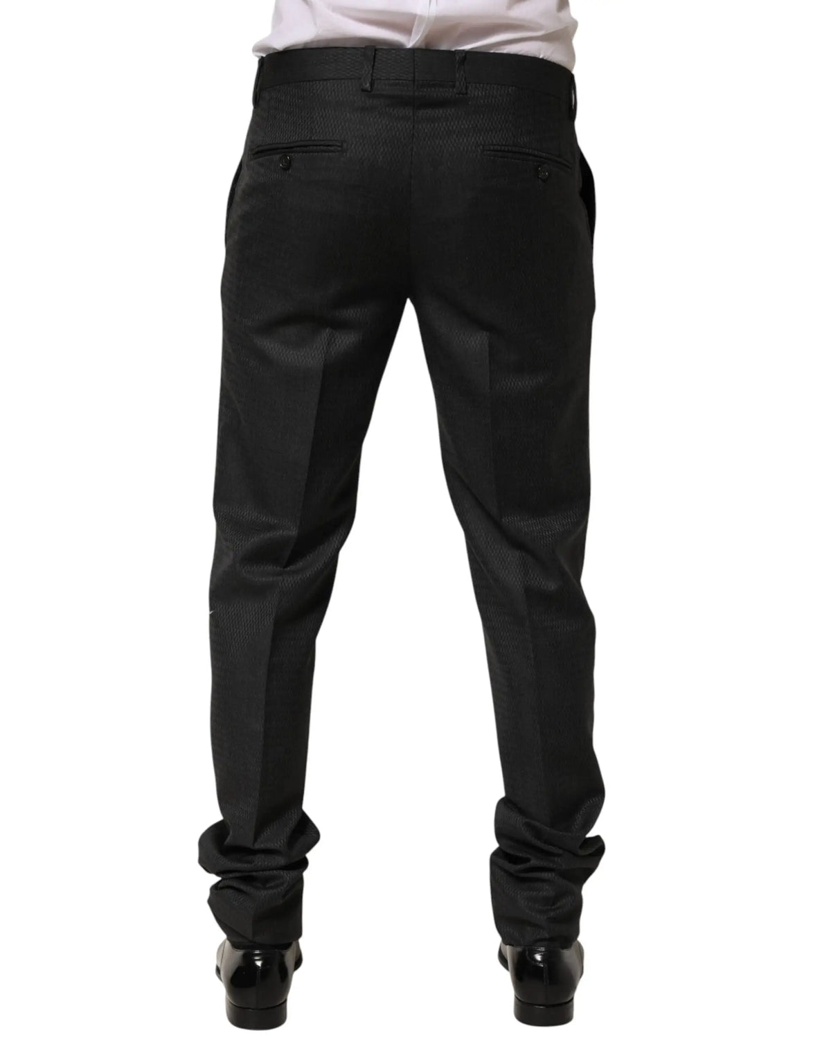 Pantalon homme dolce & gabbana noir en laine avec tissage texturé subtil et coupe cintrée élégante