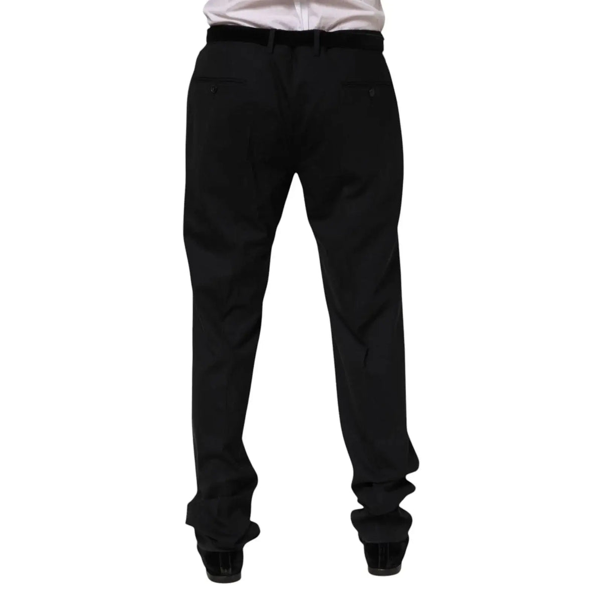 Pantalon noir dolce & gabbana pour homme en laine avec coupe ajustée et détails de couture subtils