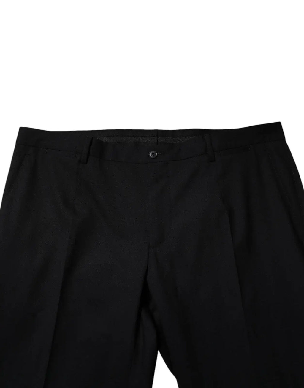Pantalon habillé pour homme dolce gabbana en laine noire avec plis, coupe ajustée et fermeture à bouton unique