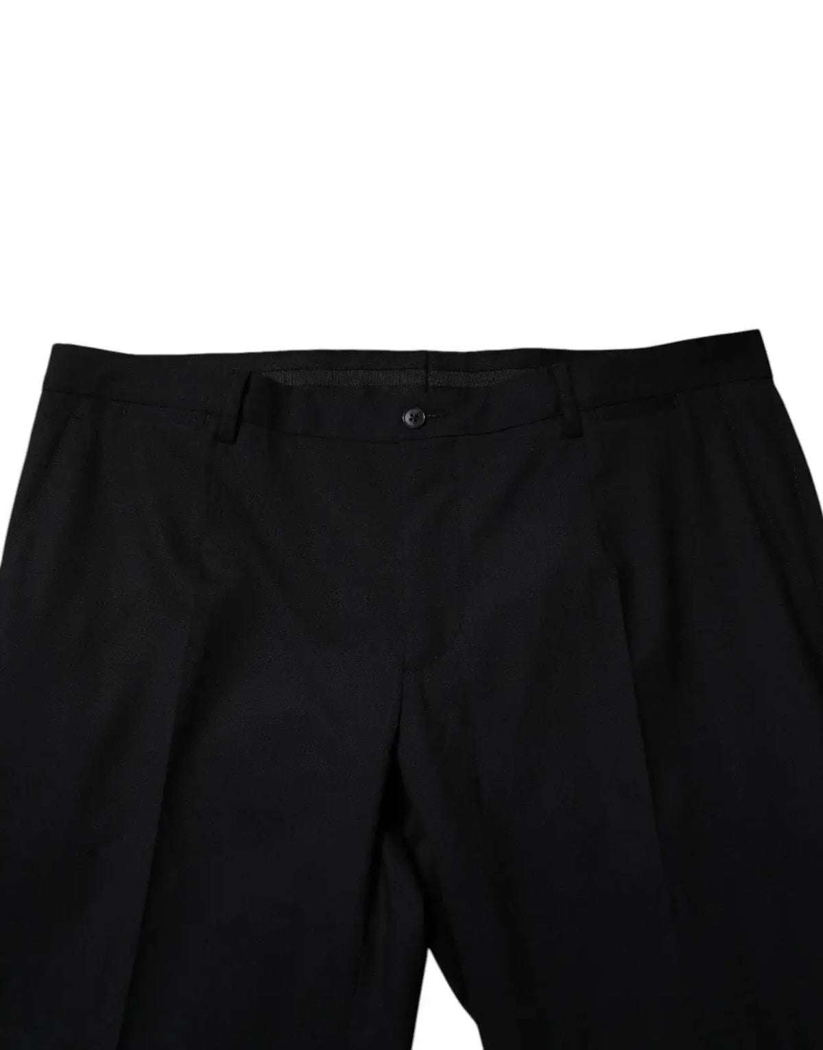 Pantalon habillé pour homme dolce gabbana en laine noire avec plis, coupe ajustée et fermeture à bouton unique