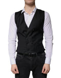 Dolce & Gabbana gilet homme noir en laine double boutonnage avec coupe tailleur et boutons assortis