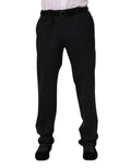 Pantalon habillé dolce & gabbana en laine noire avec coupe droite élégante et ceinture assortie